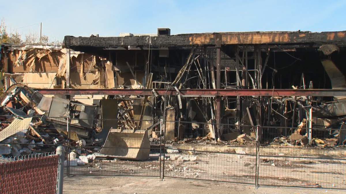 The former Royal Canadian Legion building in Ogden is in a state of disrepair following a large fire on Wednesday morning.