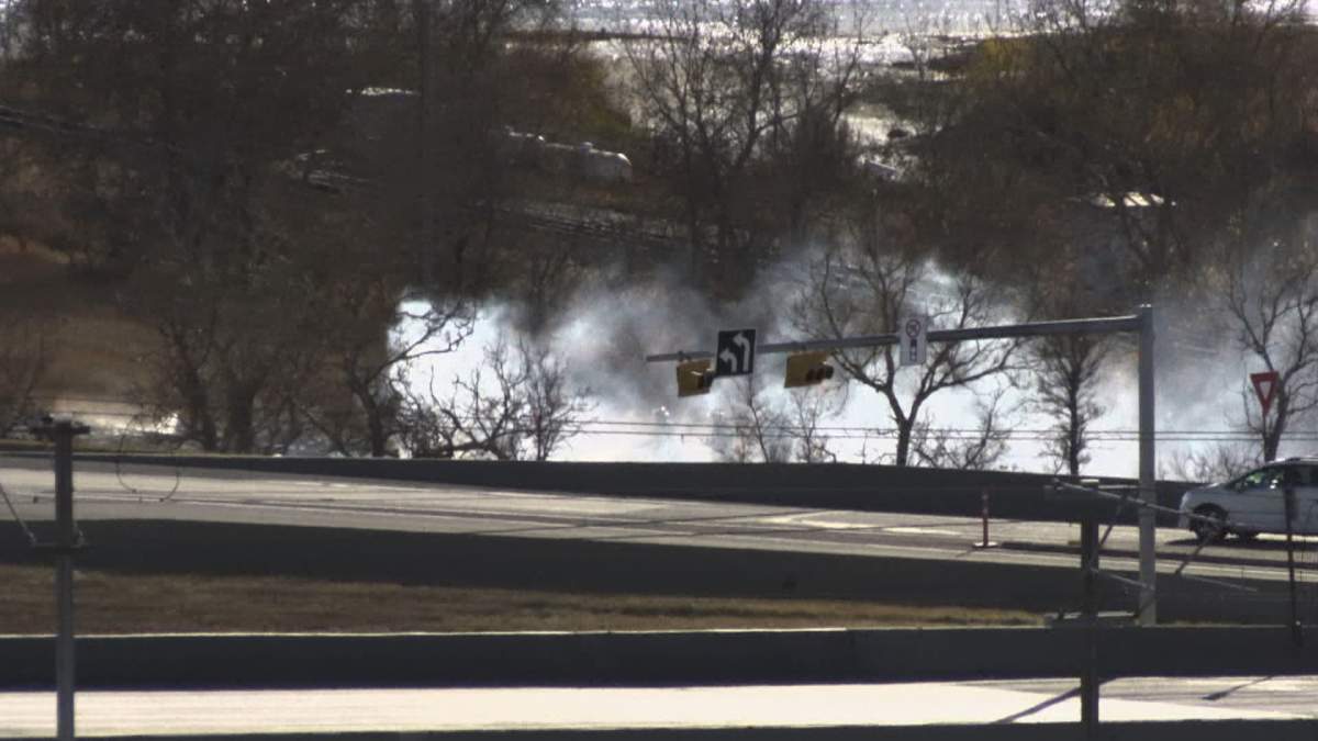 On Tuesday Calgary firefighters were forced to scramble to put out a grass fire burning near Deerfoot Trail and Memorial Drive southeast.