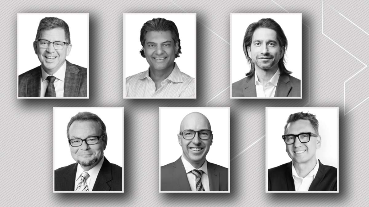 Edmonton mayoral candidates Tim Cartmell, Tony Caterina, Rahim Jaffer, Andrew Knack, Omar Mohammad. Michael Walkers.