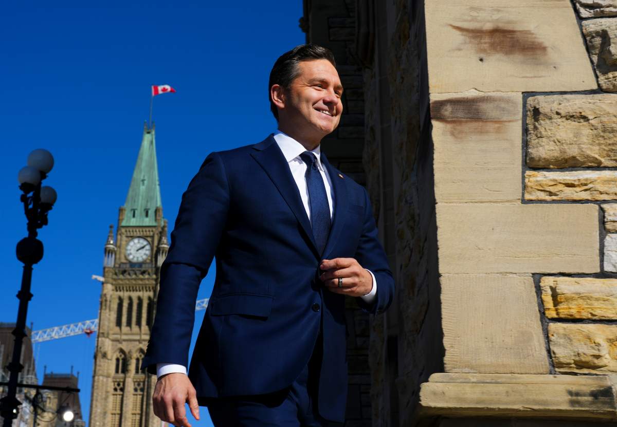 Conservative Leader Pierre Poilievre holds a press conference on Parliament Hill in Ottawa on Thursday, Oct. 9, 2025. THE CANADIAN PRESS/Sean Kilpatrick.