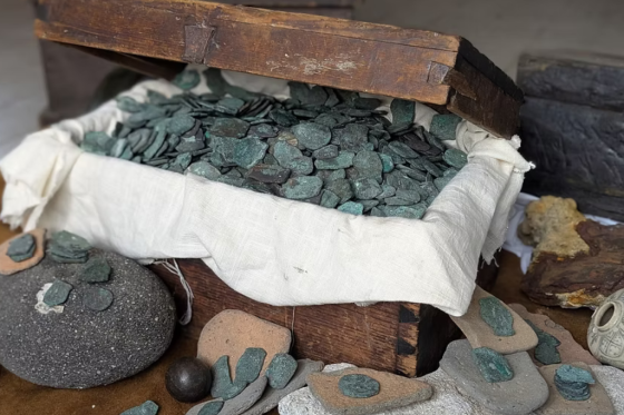 A chest of historic coins discovered by divers exploring a shipwreck along Florida's southeastern coast.