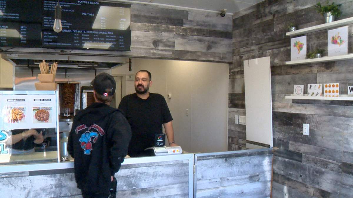 The owner of Urban Street Donair in Calgary says he'd normally get about 50 customers during the first 20 minutes of lunch hour. On Friday, with the teachers on strike, he only got about 8 orders during the same time period.