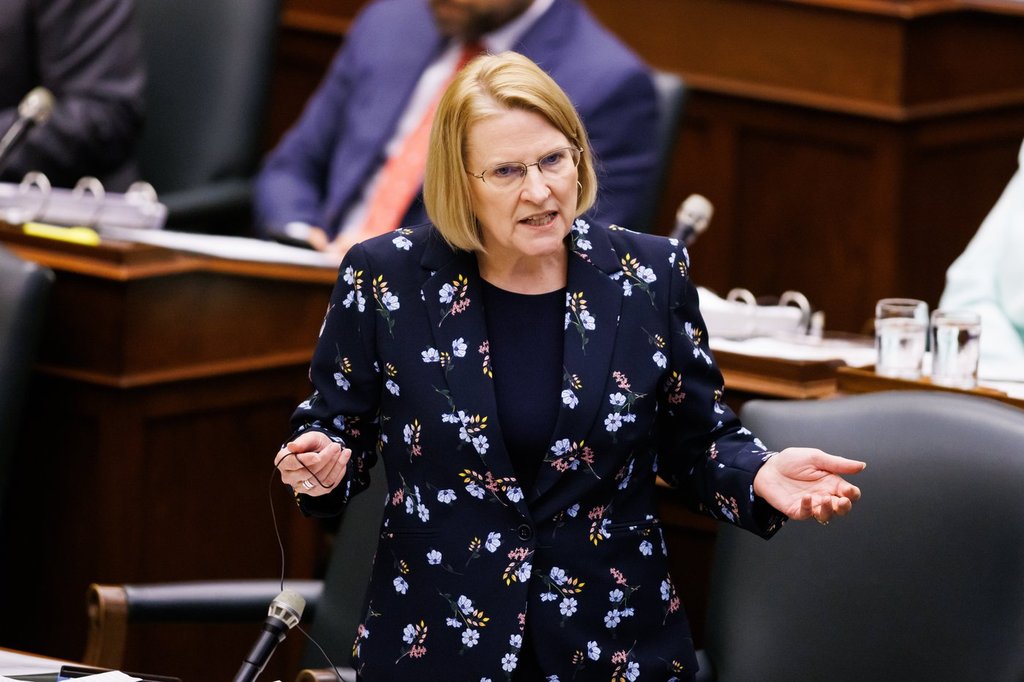 Sylvia Jones, Deputy Premier and Minister of Health speaks during Question Period at Queen's Park in Toronto on Tuesday, May 13, 2025. THE CANADIAN PRESS/Cole Burston.