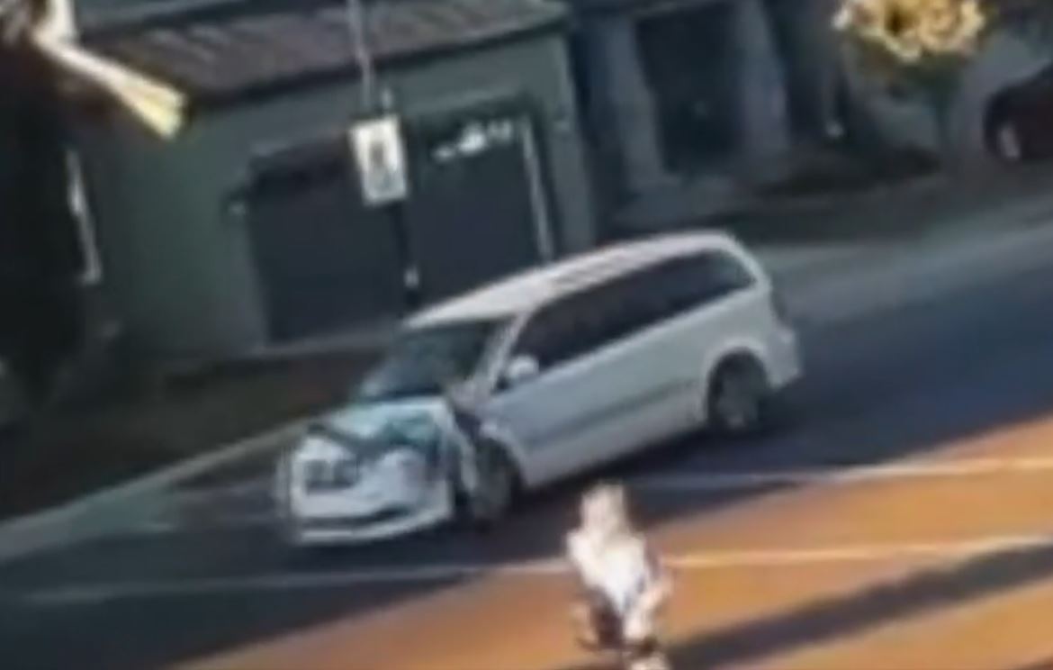 While investigators say the pedestrian who was struck by the white van, received only minor injuries, video of the crash shows her noticeably limping after being thrown to the ground when she was struck by the vehicle.