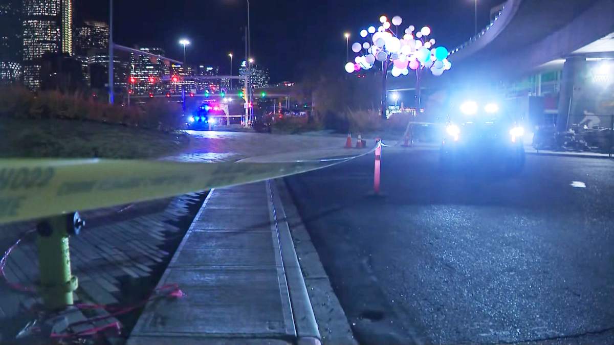 Calgary police had a large area underneath the 4th Avenue flyover taped off for several hours following a stabbing early Wednesday morning.