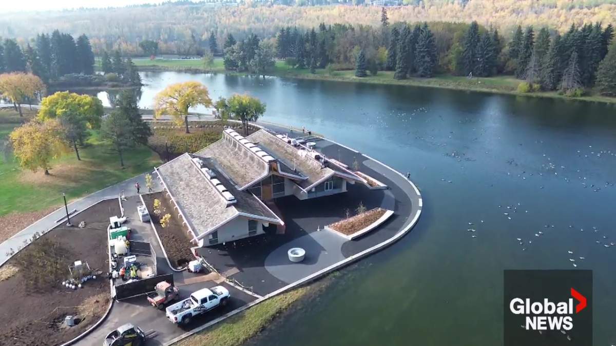 Images from Thursday, October 2, 2025 showing construction is nearly complete at Hawrelak Park in Edmonton's river valley.