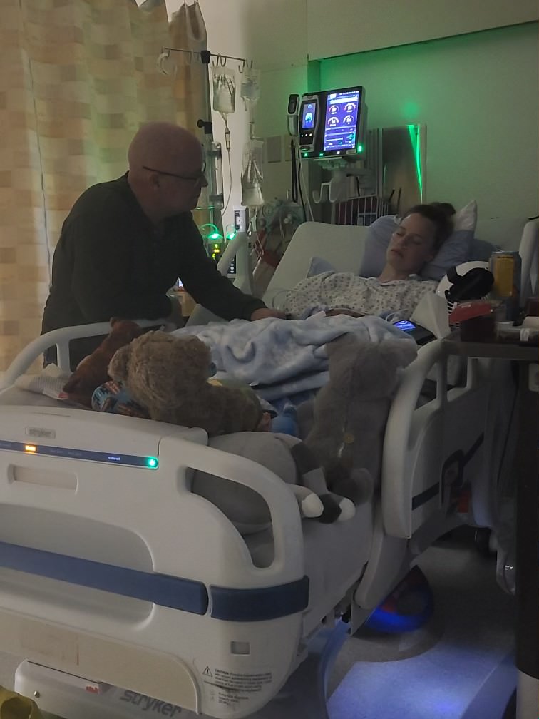 Raelyn Janssen in her hospital room.