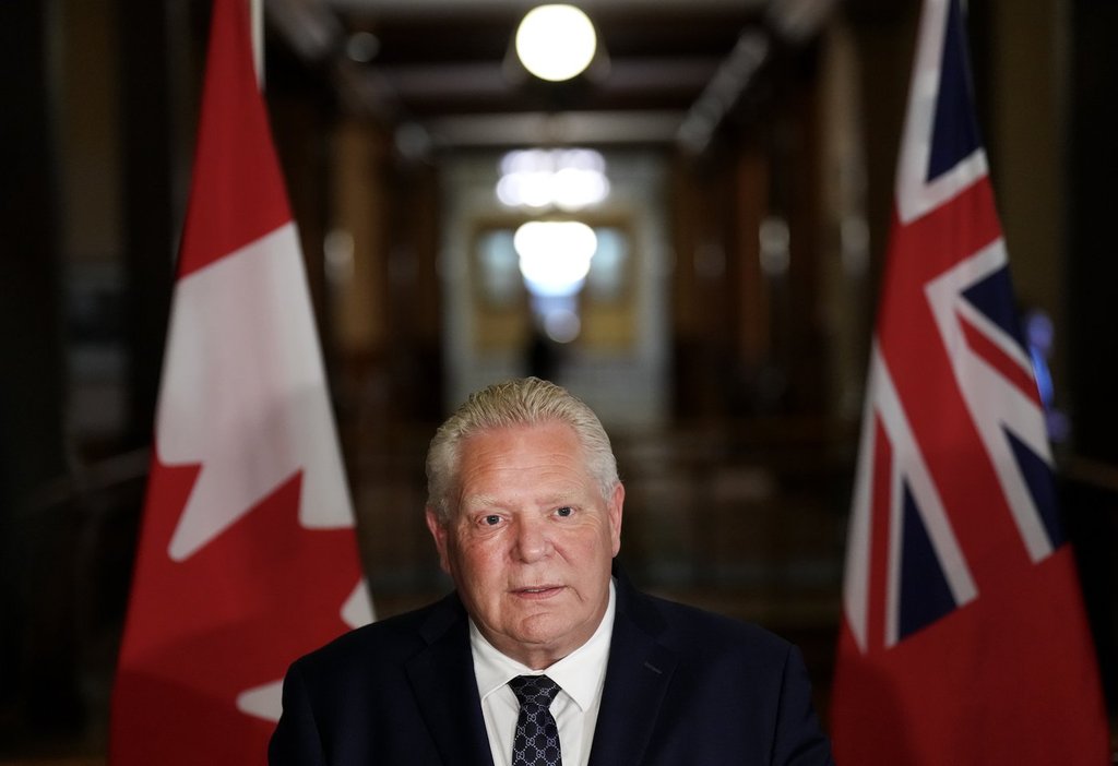 Ontario Premier Doug Ford speaks to the media during a press conference at Queen's Park in Toronto on Monday, Oct. 27, 2025. THE CANADIAN PRESS/Nathan Denette.