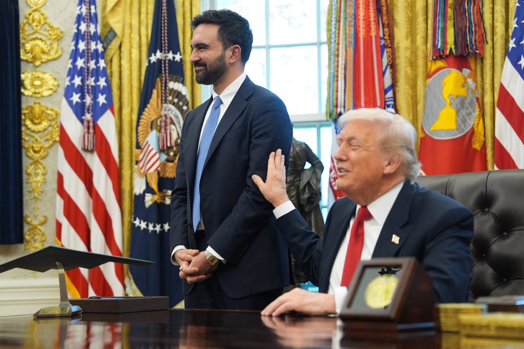 President Donald Trump talks after meeting with New York City Mayor-elect Zohran Mamdani in the Oval Office of the White House, Friday, Nov. 21, 2025, in Washington. (AP Photo/Evan Vucci).