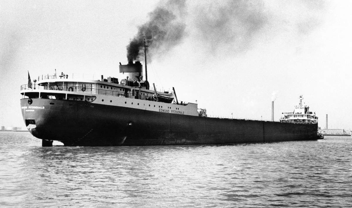 FILE - The Edmund Fitzgerald in a 1959 file photo, with a crew of 28 to 30 men, was carrying a load of 26,216 tons of taconite pellets. (AP Photo, file)