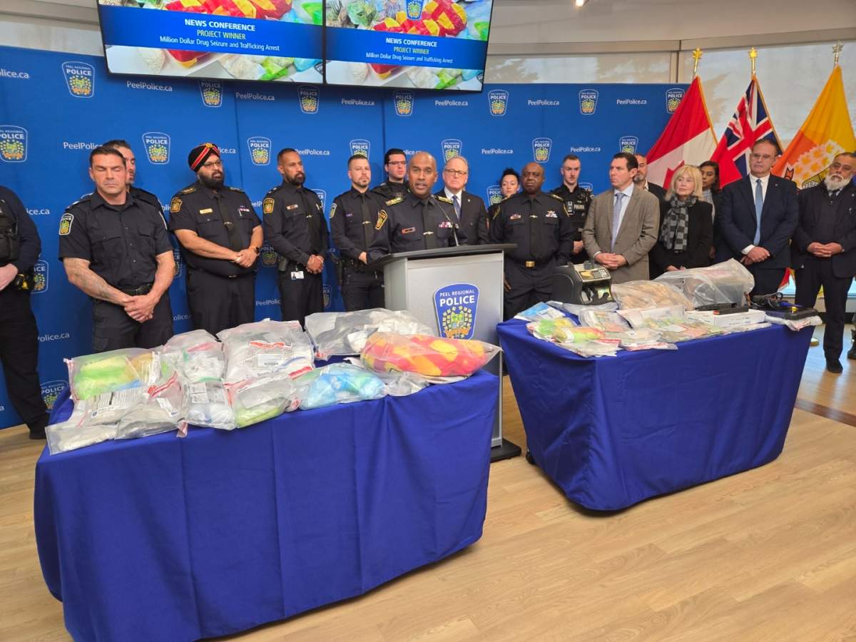 Peel Regional Police seized $1 million worth of illicit drugs, including cocaine and fentanyl, as well as a loaded firearm and ammunition.