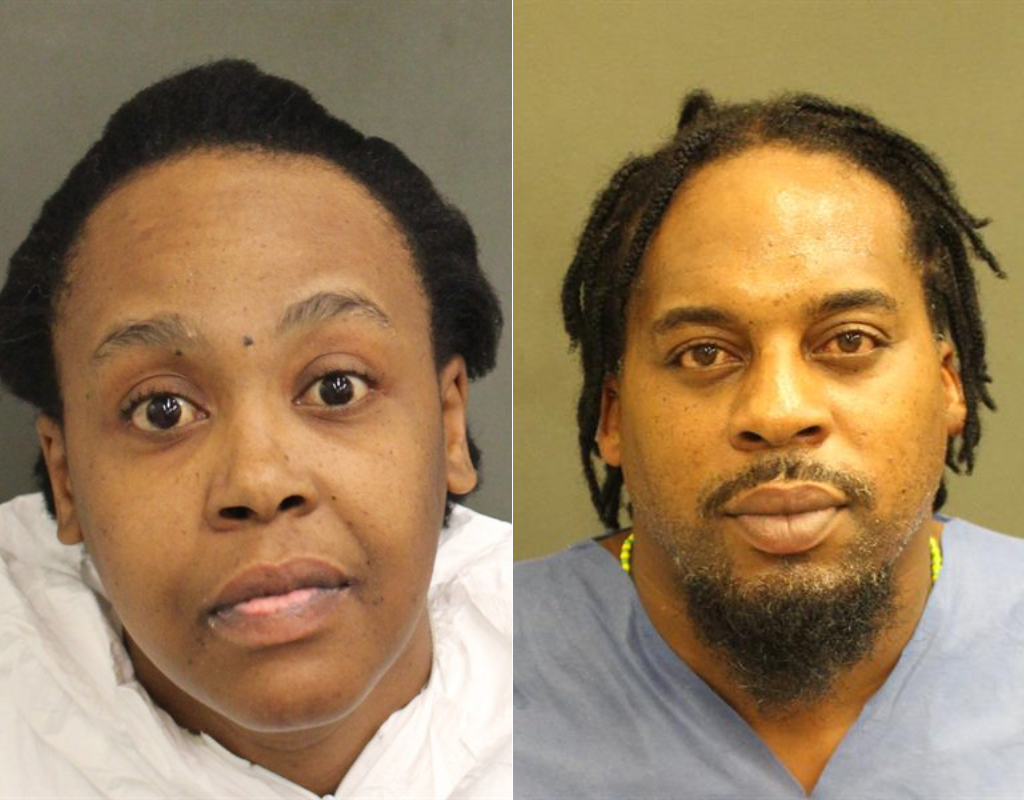 Keishara B. Goodrum (left) and Maurice Wayne Bright Jr (right) were arrested after their twin sons were shot with a gun found inside the family home.