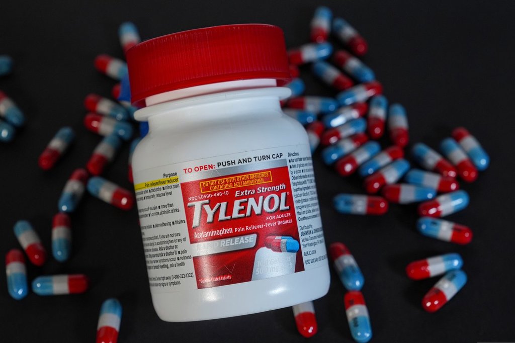 FILE - Extra Strength Tylenol is shown in Carmel, Ind., Tuesday, Sept. 23, 2025. (AP Photo/Michael Conroy, file).