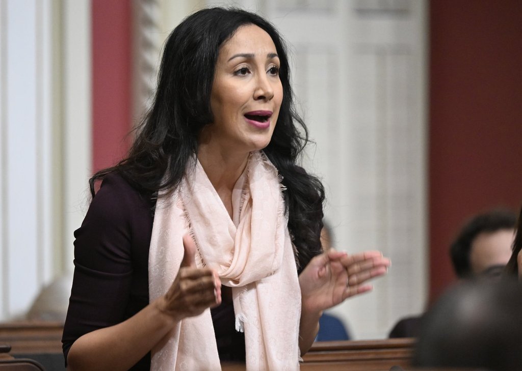 Quebec Liberal parliamentary leader Marwah Rizqy questions the government at the legislature in Quebec City, Thursday, Nov. 13, 2025.