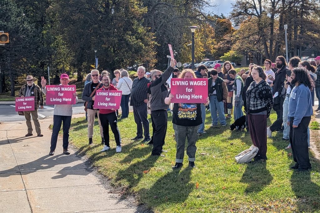Part-time faculty on strike at Mount Saint Vincent University, and supporters are seen in this undated handout photo, in Halifax. THE CANADIAN PRESS/Handout - CUPE 3912 (Mandatory Credit).