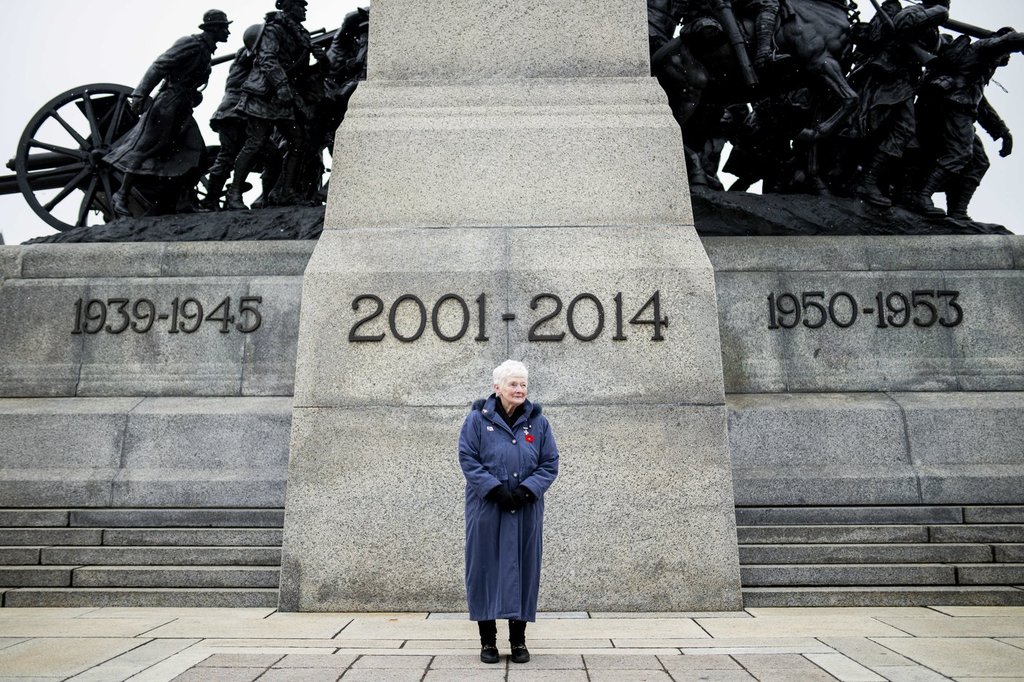 National Silver Cross Mother Nancy Payne is pictured at the National War Memorial in Ottawa ahead of Remembrance Day on Sunday, Nov. 9, 2025. Cpl. Randy Joseph Payne, son of Nancy Payne, was killed in the line of duty on April 22, 2006 while serving with the 1st Garrison Military Police Company near Kandahar, Afghanistan.