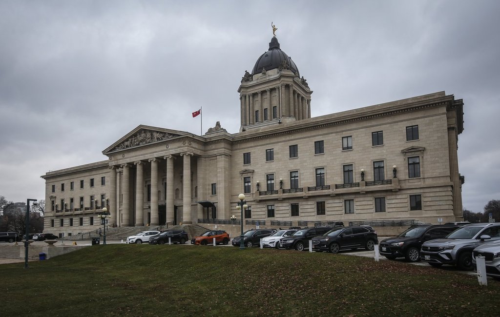The exterior of the Manitoba Legislature is seen in Winnipeg, Wednesday, Nov. 6, 2024. 