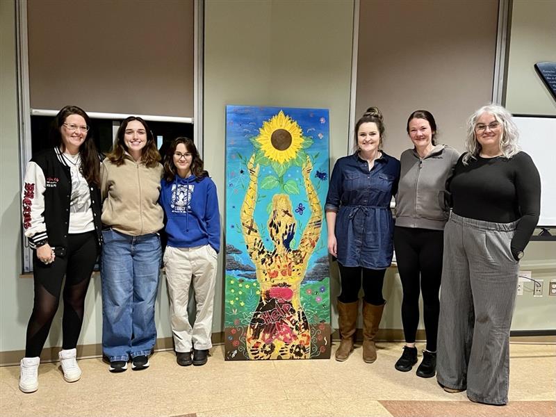 The collaborative mural was funded by ArtWorks East. The support group members are hoping to get it hung in a gallery.