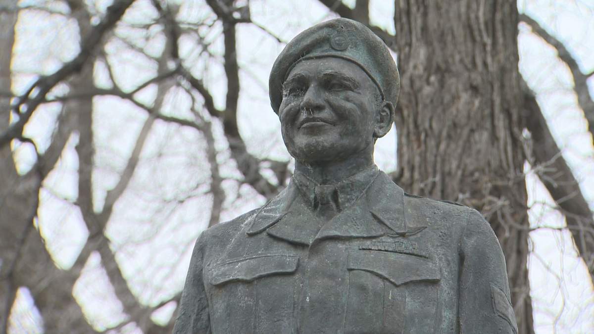 The Tommy Prince statue in Kildonan Park.