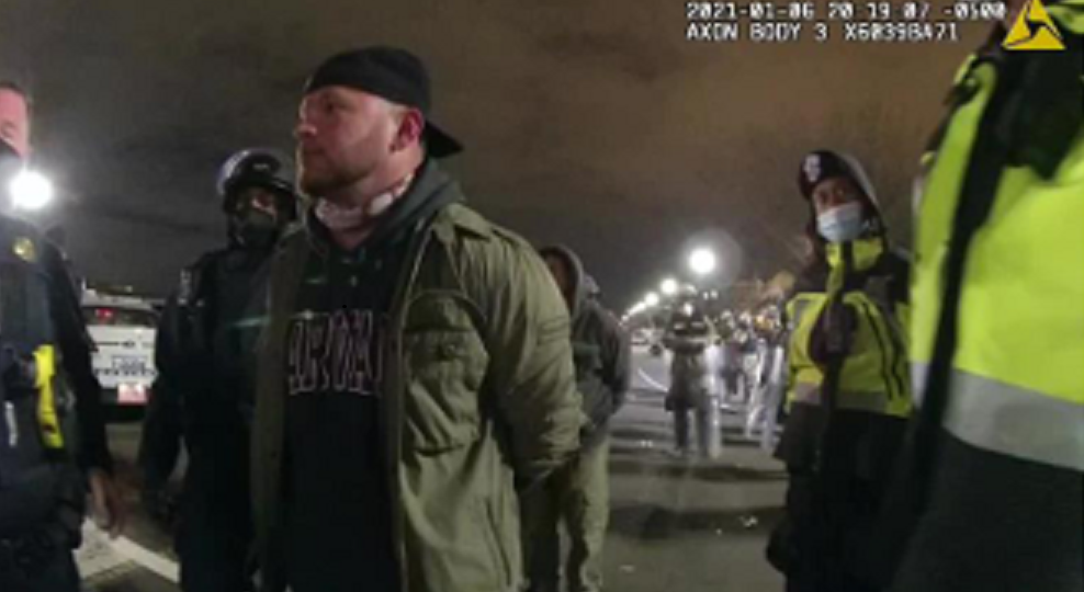 Andrew Paul Johnson confronting D.C. Metro Police on January 6, 2021.