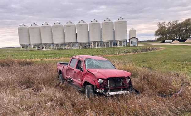 The vehicle that was driven by a suspect in a rural Manitoba police chase.