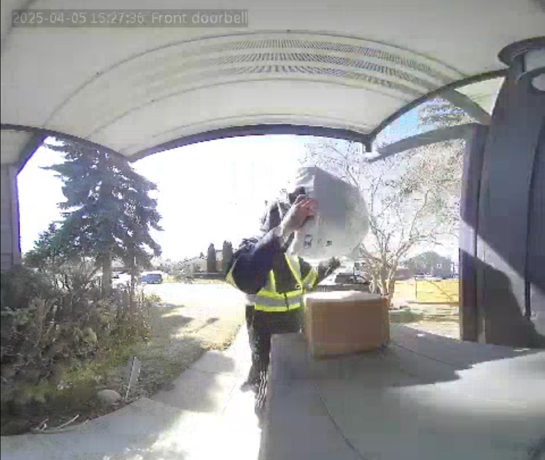 Porch pirate victim, Theresa Lyon watched as a person, dressed like a delivery driver, stole her recently delivered package and left behind a different empty box.