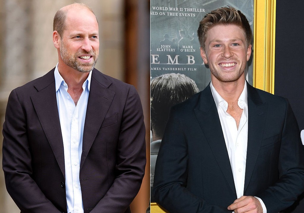 (L-R:) Prince William, arrives at the Natural History Museum on Sept. 4, 2025 in London, England and Robert Irwin arrives at the 'Nuremberg' Premiere at TCL Chinese Theater on Oct. 24, 2025 in Hollywood, California.