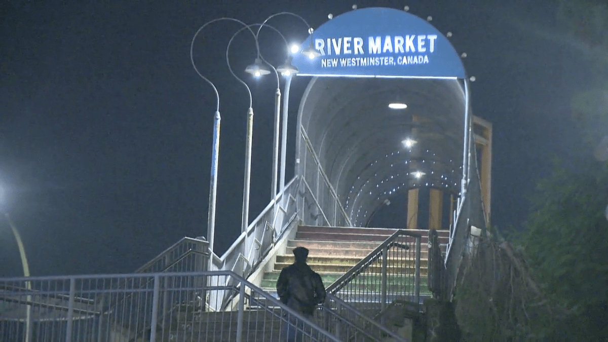 New West police are looking for five people who allegedly assaulted two people at the River Market on Oct. 30.