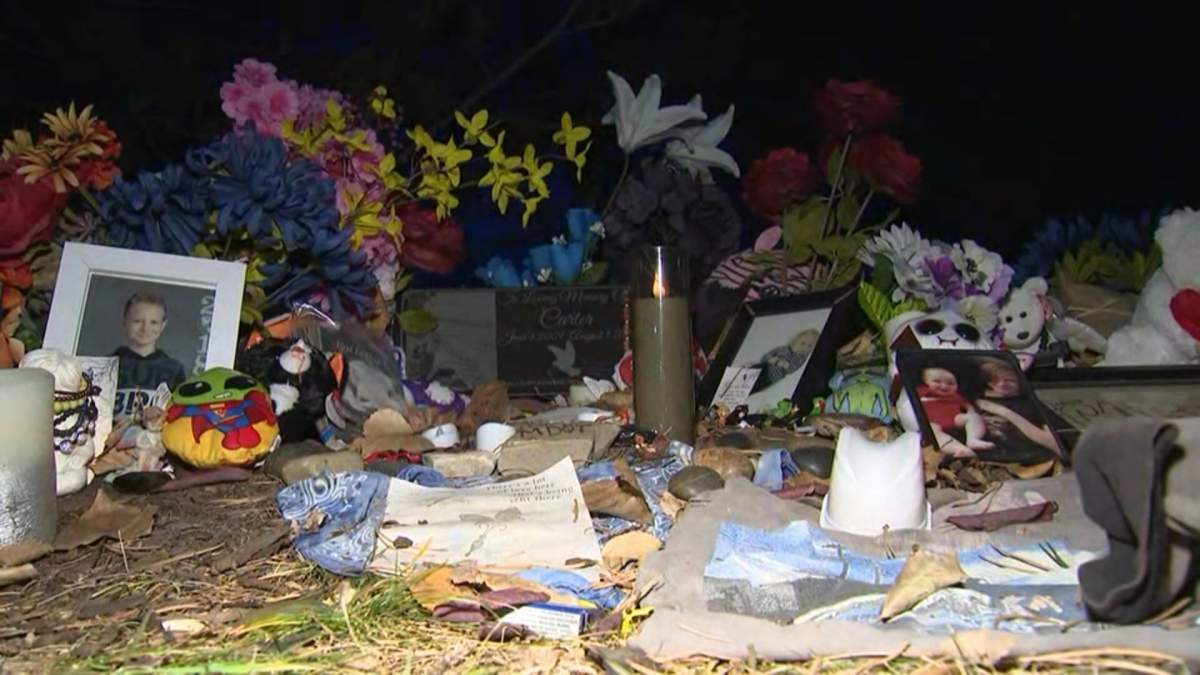 There is a growing memorial in the community of Abbeydale to 6-year-old Carter Spivak-Villeneuve, who police say was killed in a planned attack by four other teens in August.