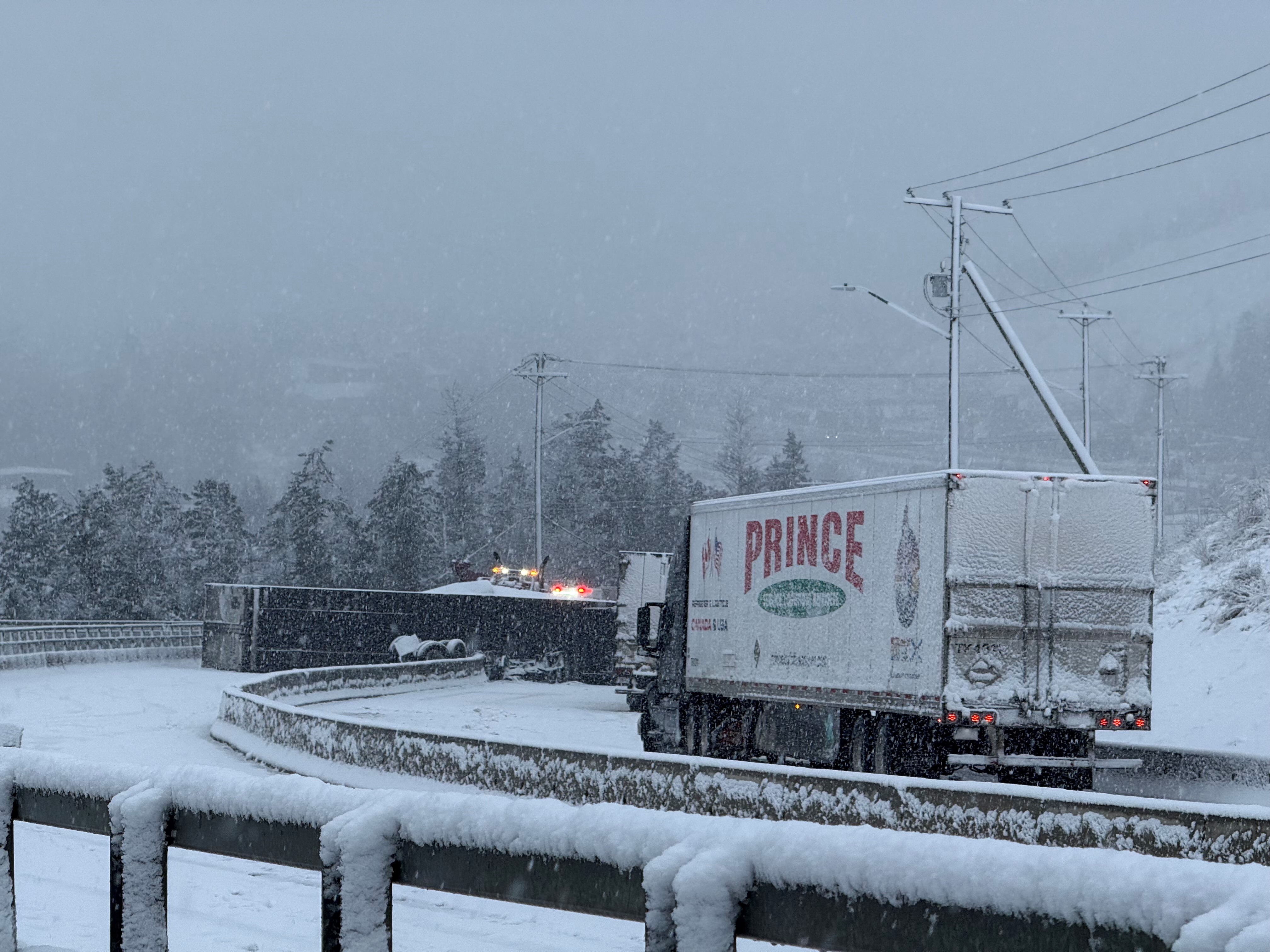 Highway 1 east of Golden, B.C. closed due to crash, snowy weather