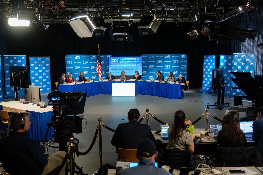 The CDC Advisory Committee on Immunization Practices meets in Atlanta on Friday, Dec. 5, 2025 to consider changes in hepatitis B vaccine recommendations for infants. (AP Photo/Ben Gray).