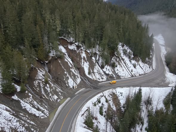 Damage from the atmospheric river along Highway 3.
