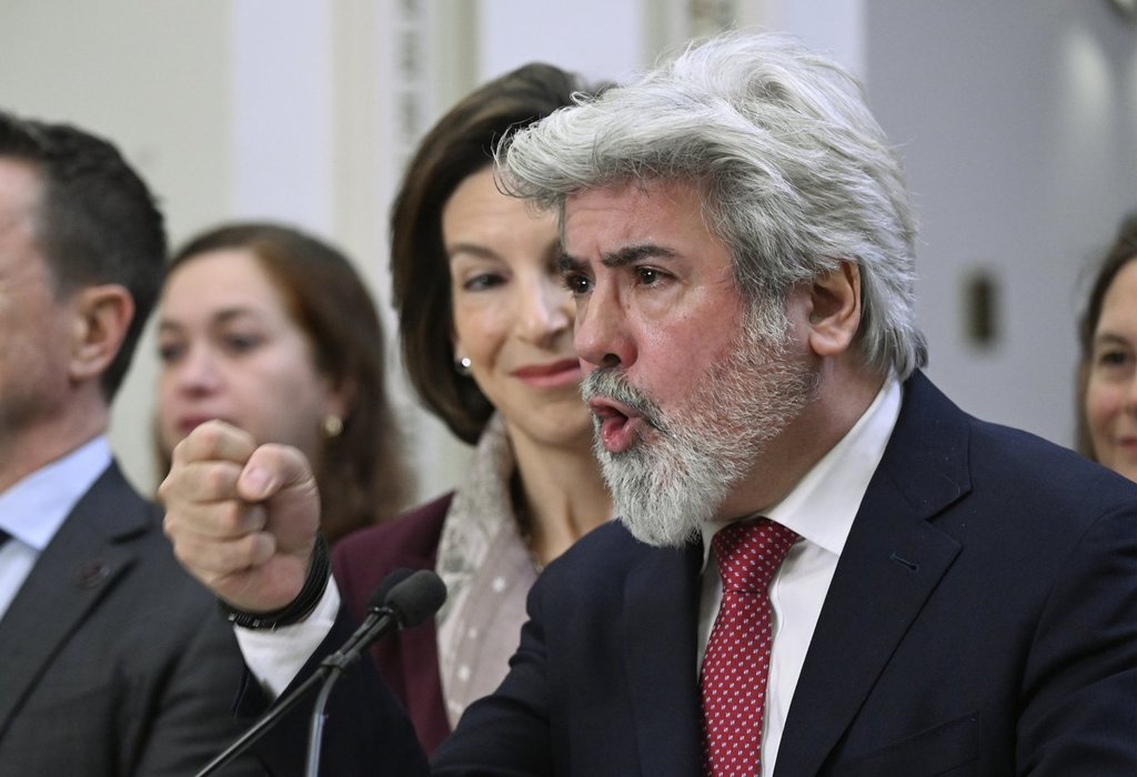 Quebec Liberal Leader Pablo Rodriguez speaks during a news conference marking the end of the fall session at the legislature in Quebec City, Friday, Dec. 12, 2025. THE CANADIAN PRESS/Jacques Boissinot.