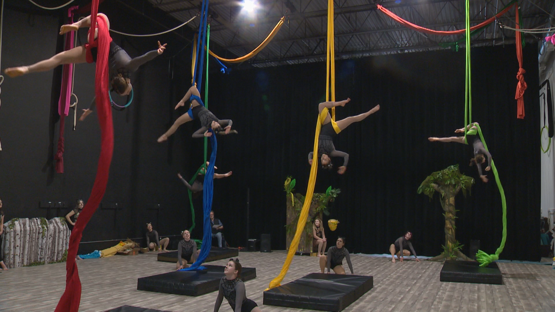Saskatoon aerial dancers prepare for their performances at Persephone Theatre