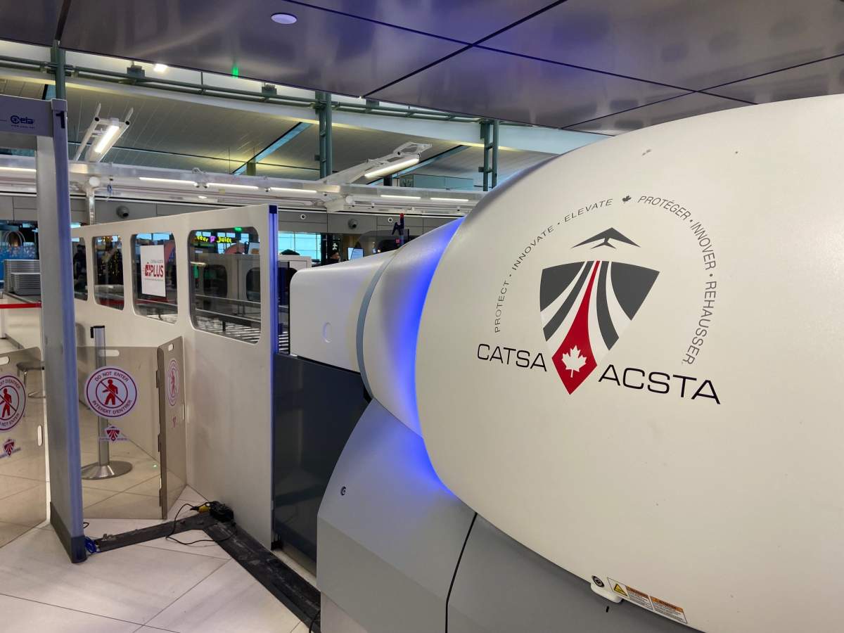 A new CT X-ray security screening scanner being used by CATSA at the Edmonton International Airport on Tuesday, Dec. 9, 2025.