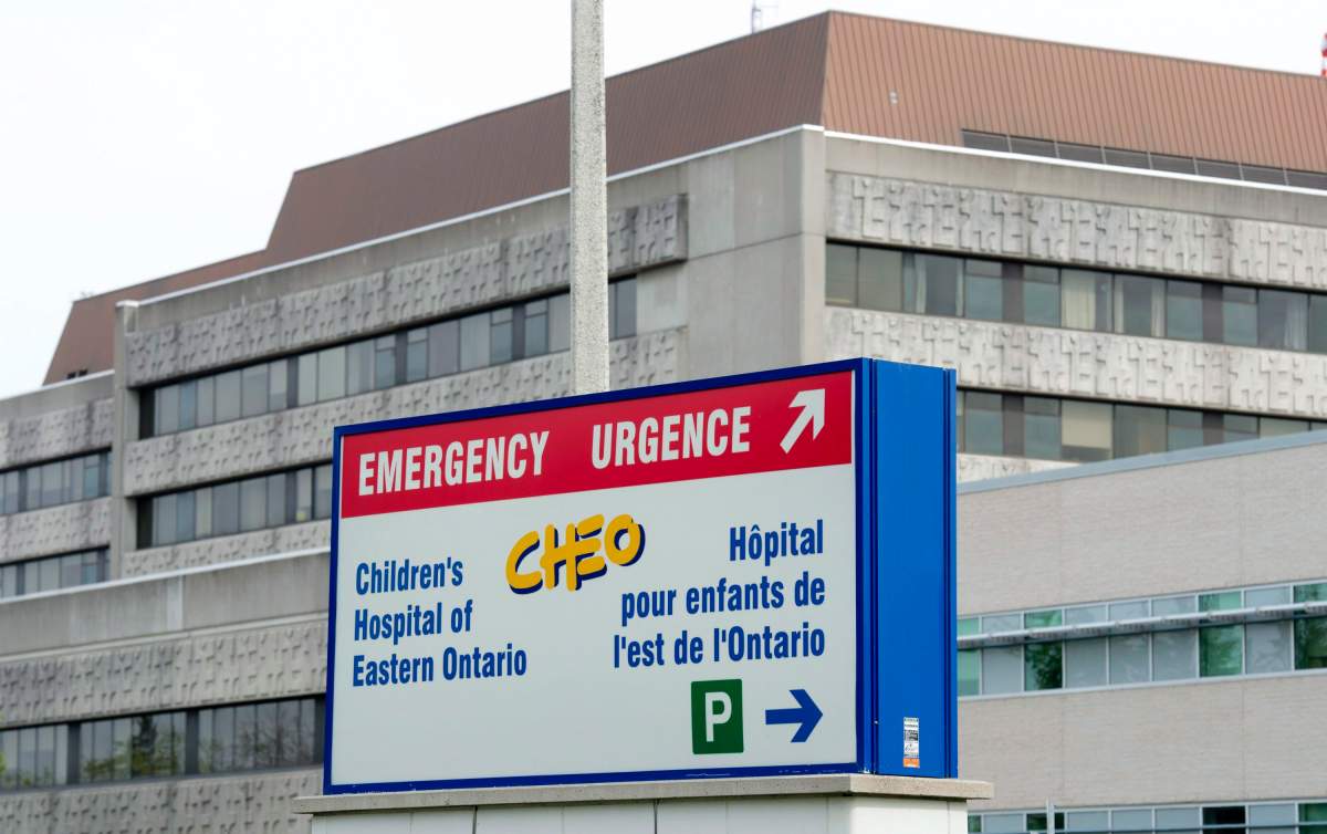 A sign directing visitors to the emergency department is shown at CHEO.