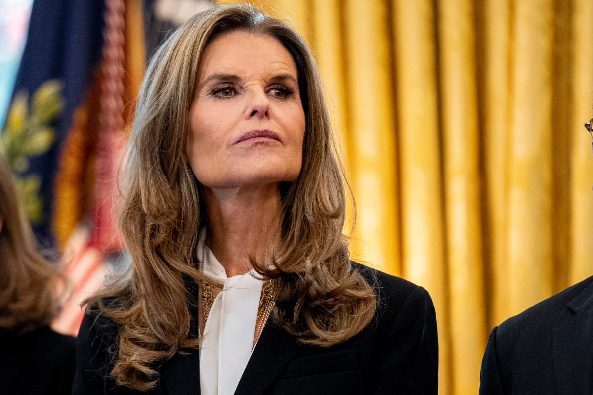 Women’s Alzheimer’s Movement founder Maria Shriver appears with President Joe Biden before he signs a presidential memorandum that will establish the first-ever White House Initiative on Women’s Health Research in the Oval Office of the White House, Monday, Nov. 13, 2023, in Washington.