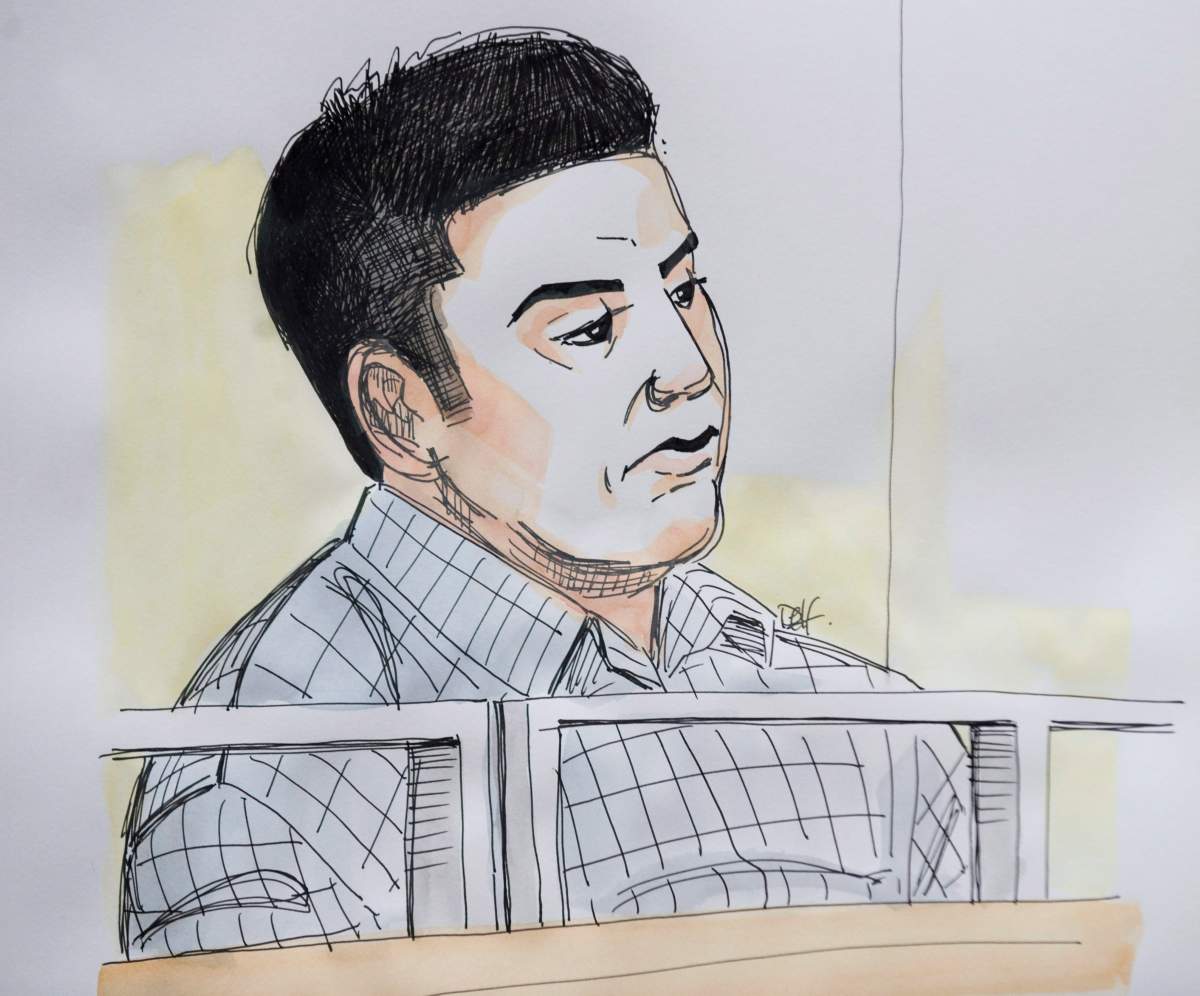 Courtroom sketch of Said Namouh Feb. 17, 2010. THE CANADIAN PRESS/Delphine Bergeron