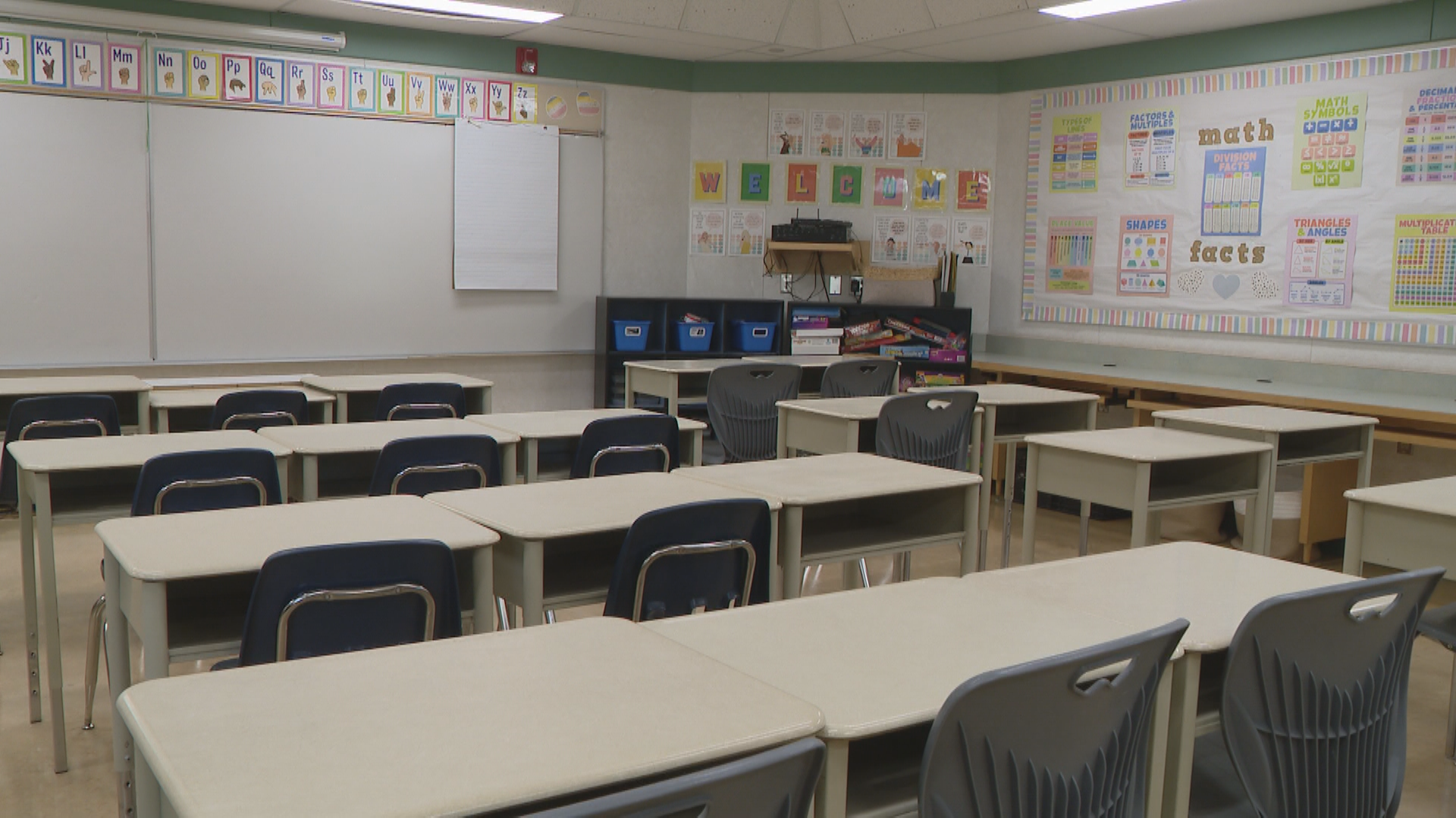 A classroom is pictured.