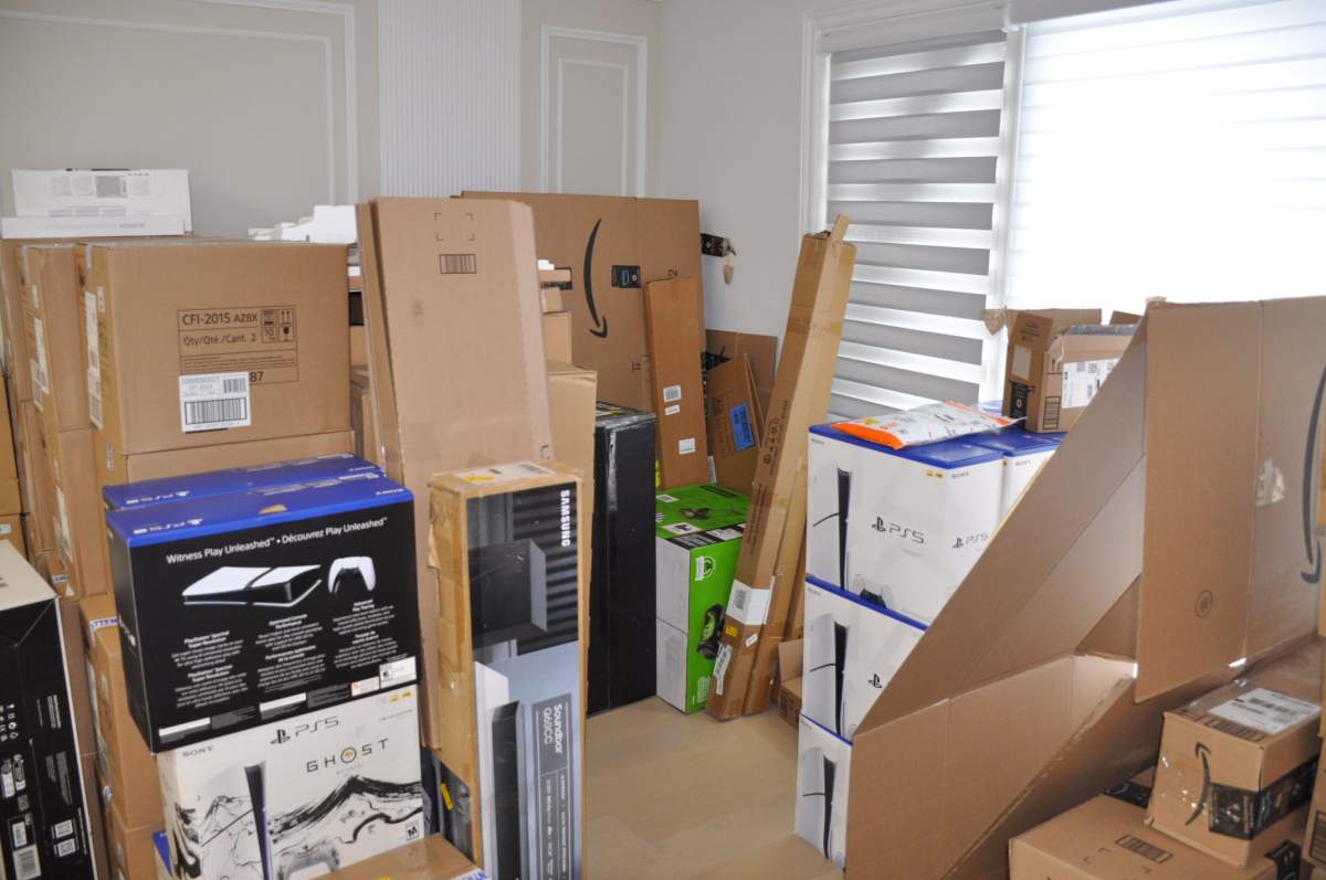 A photo of the merchandise seized by police.