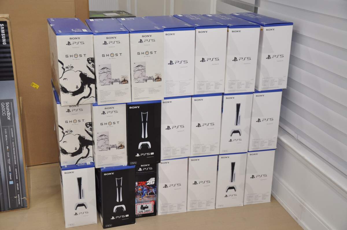 A photo of the merchandise seized by police.