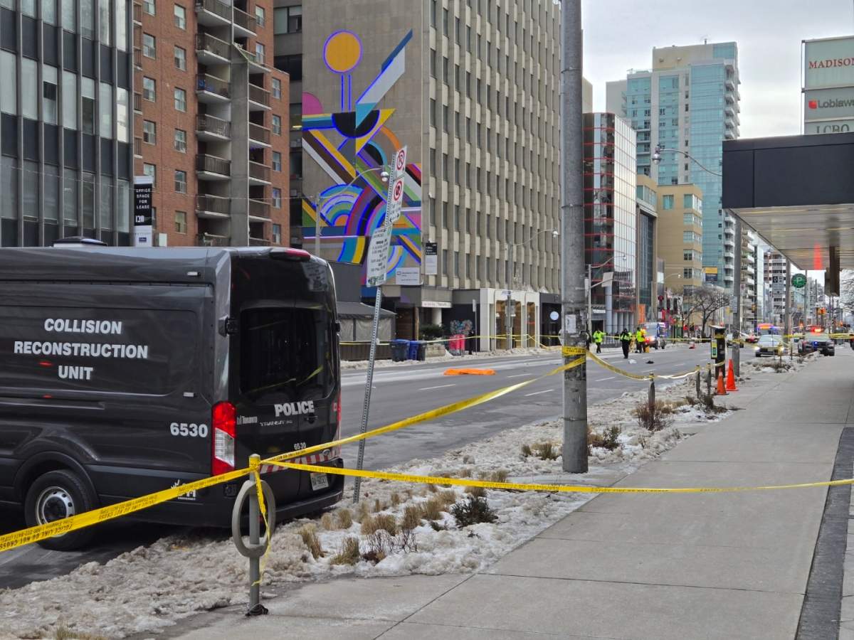 A woman is dead after being struck by two vehicles in a hit-and-run collision on Eglinton Avenue near Dunfield Avenue before 7:20 a.m. on Wednesday, Toronto police say.