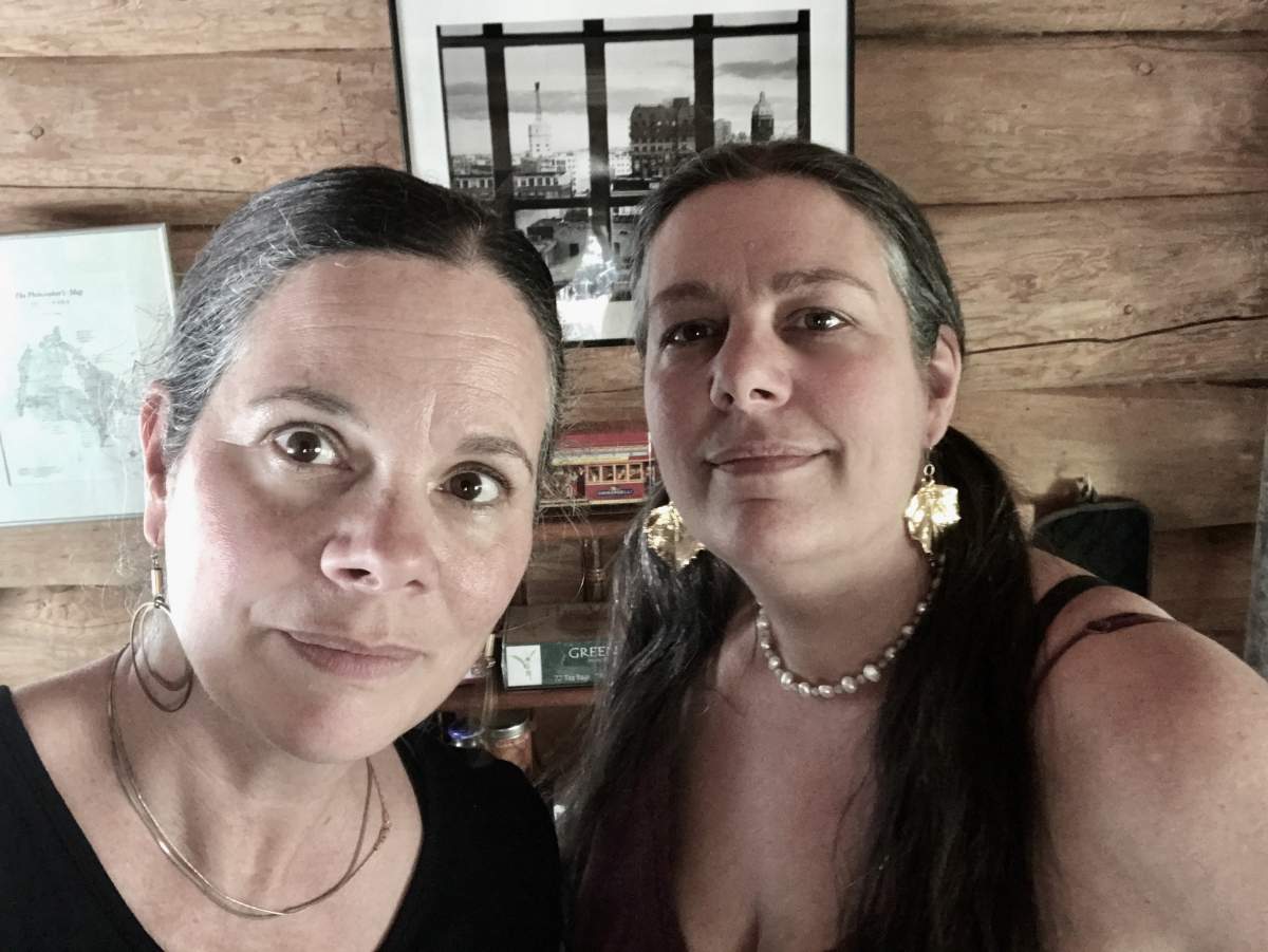 Jennifer Provencal, on the right, celebrating her 50th birthday with her sister Johanne in May 2023