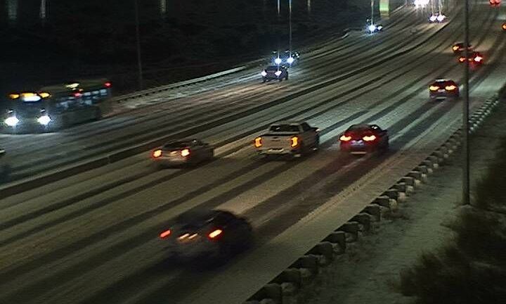 RCMP in southeastern Alberta advised drivers to avoid non-essential travel on Thursday, December 11, 2025 due to icy, snowy conditions, such as what is seen here on Whoop Up Drive in Lethbridge, Alta. via a 511 Alberta traffic camera. 