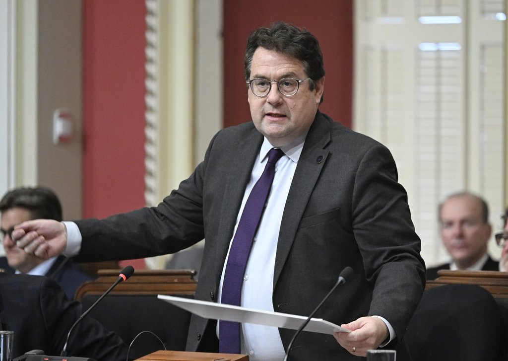 Quebec Environment Minister Bernard Drainville responds to the Opposition during question period at the legislature in Quebec City, Thursday, Dec. 4, 2025.
