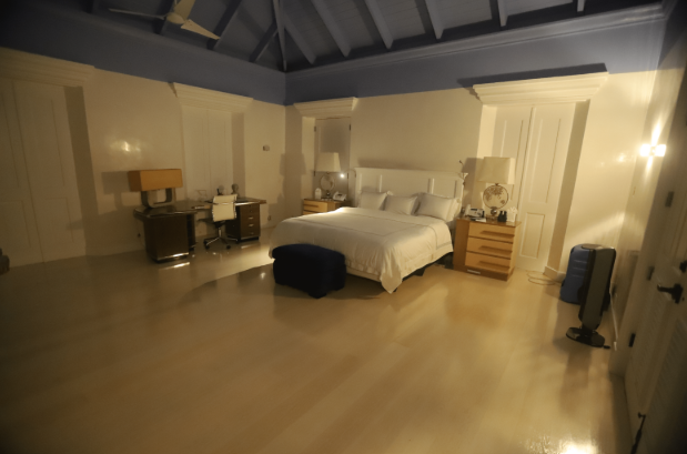 A photo of a bedroom on Epstein's property.