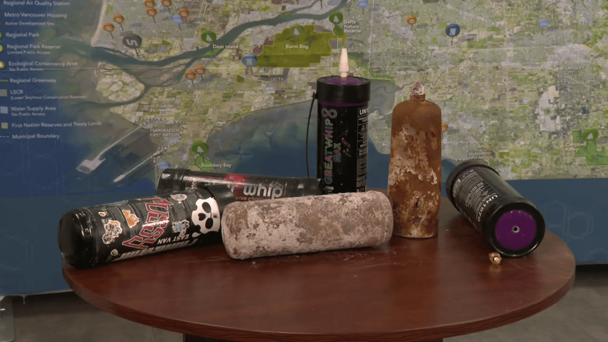 A look at some of the canisters that have exploded in the garbage facility.