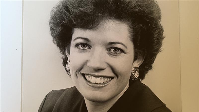 A photo of Colleen Jones displayed at her funeral in Halifax on Dec. 5, 2025. The world champion curler and veteran broadcaster passed away on Nov. 25, 2025.