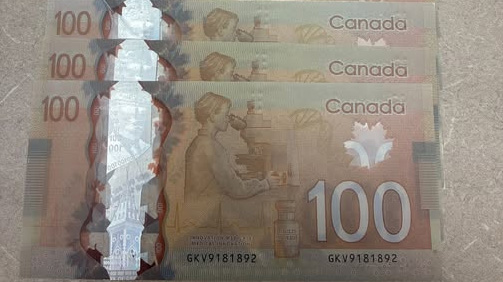 Edmonton police say they have received at least nine reports of counterfeit $100 bills being found in circulation recently, all with the same serial number.