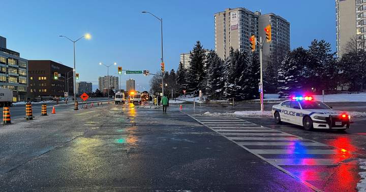 Crews work to repair water main break as it floods Brampton streets